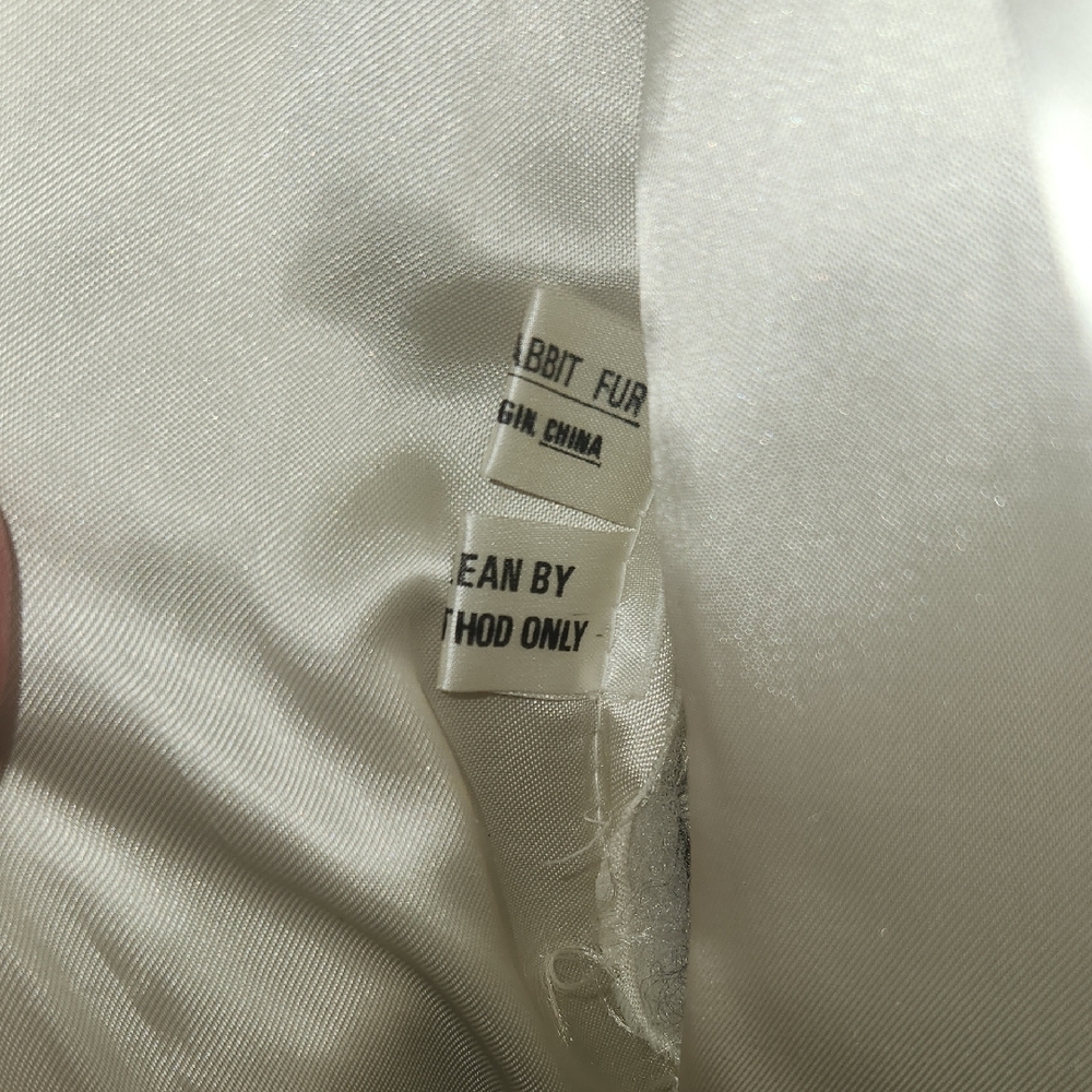 Cream Multi Colored Rabbit Fur Coat - Picture 7 of 12